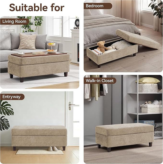 45 Inch Large Storage Ottoman Bench