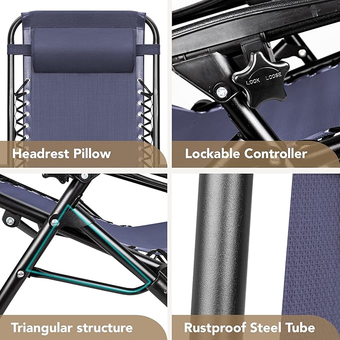 Devoko Patio Zero Gravity Chair Outdoor Folding Adjustable Reclining Chairs