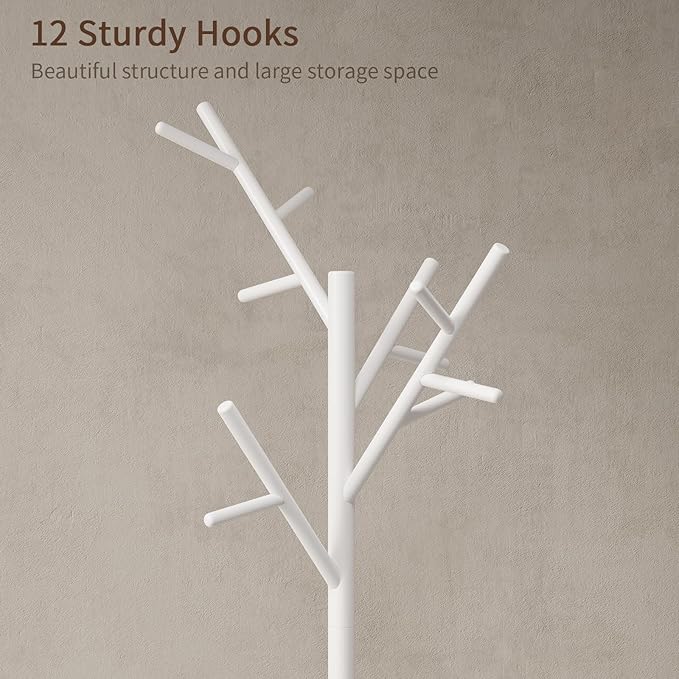 Muwuele Coat Rack, Solid Wood Coat Rack Freestanding