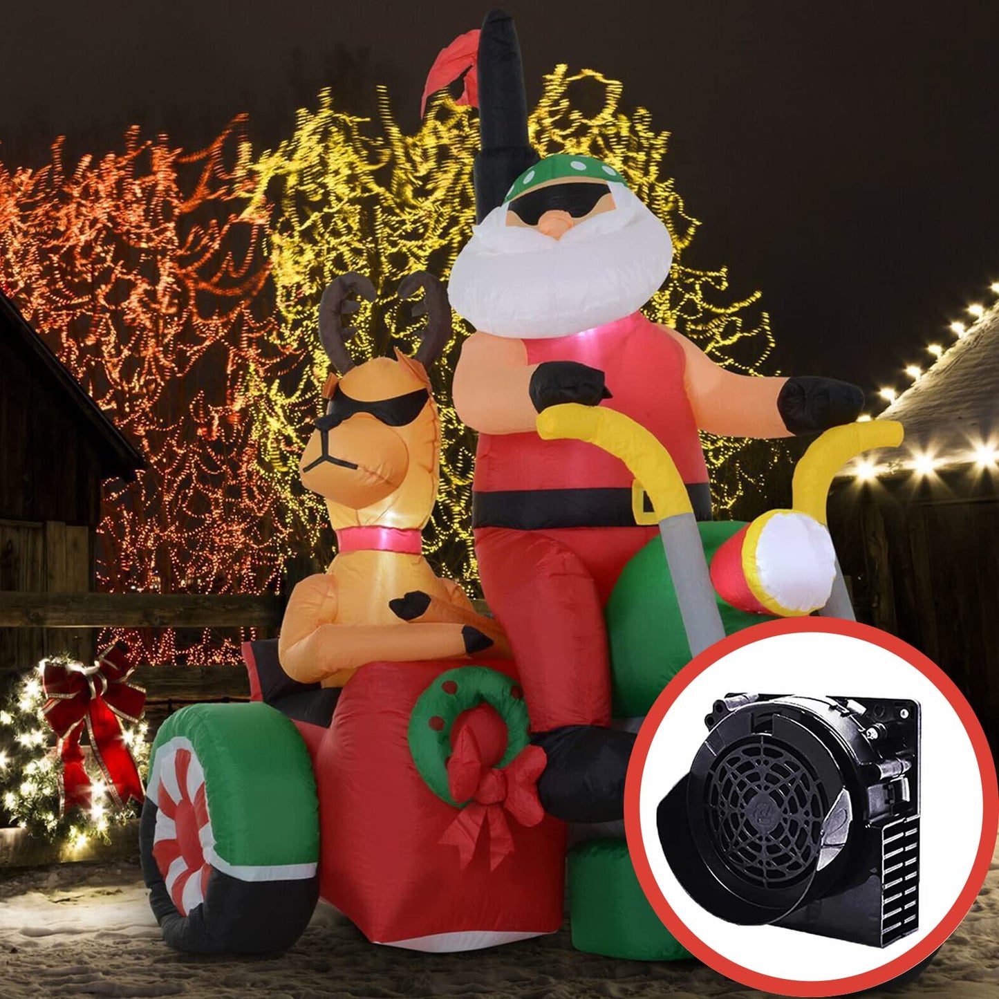 Inflatable Fan Blower Replacement, 12V 1.2A Waterproof Air Blower with 3 LED Light String for Halloween, Christmas, Easter，Thanksgiving Day Inflatables Fan Blower, Inflatables Indoor Outdoor