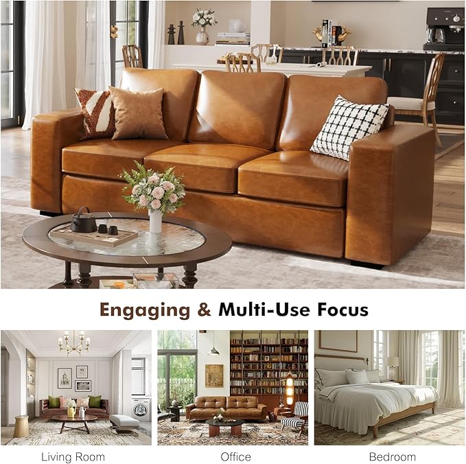 ABCASA Loveseat Set of 2, Living Room Furniture Set, Oversized Faxu Leather Sofa
