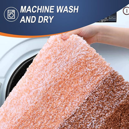 OLANLY Bathroom Runner Rugs Mat 59x20, Extra Soft Absorbent Microfiber Bath Rugs, Rubber Backing, Quick Dry, Washable Long Bath Mats for Bathroom Floor, Tub and Shower, Home Decor Accessories, Orange