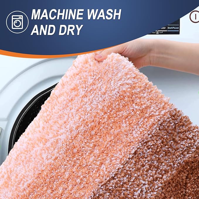 OLANLY Bathroom Runner Rugs Mat 59x24, Extra Soft Absorbent Microfiber Bath Rugs, Rubber Backing, Quick Dry, Washable Long Bath Mats for Bathroom Floor, Tub and Shower, Home Decor Accessories, Orange