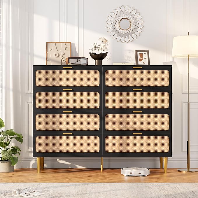 GarveeHome Rattan 8 Drawer Dressers