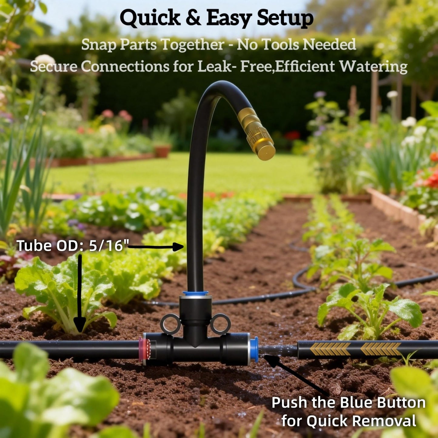 60 Ft Drip Irrigation System for Garden - Drip Irrigation Kit with 19 360°Adjustable Copper Nozzles Hose, Automatic Atomizing Plant Watering Sprinkler System for Yard, Lawn, Greenhouse, Potted