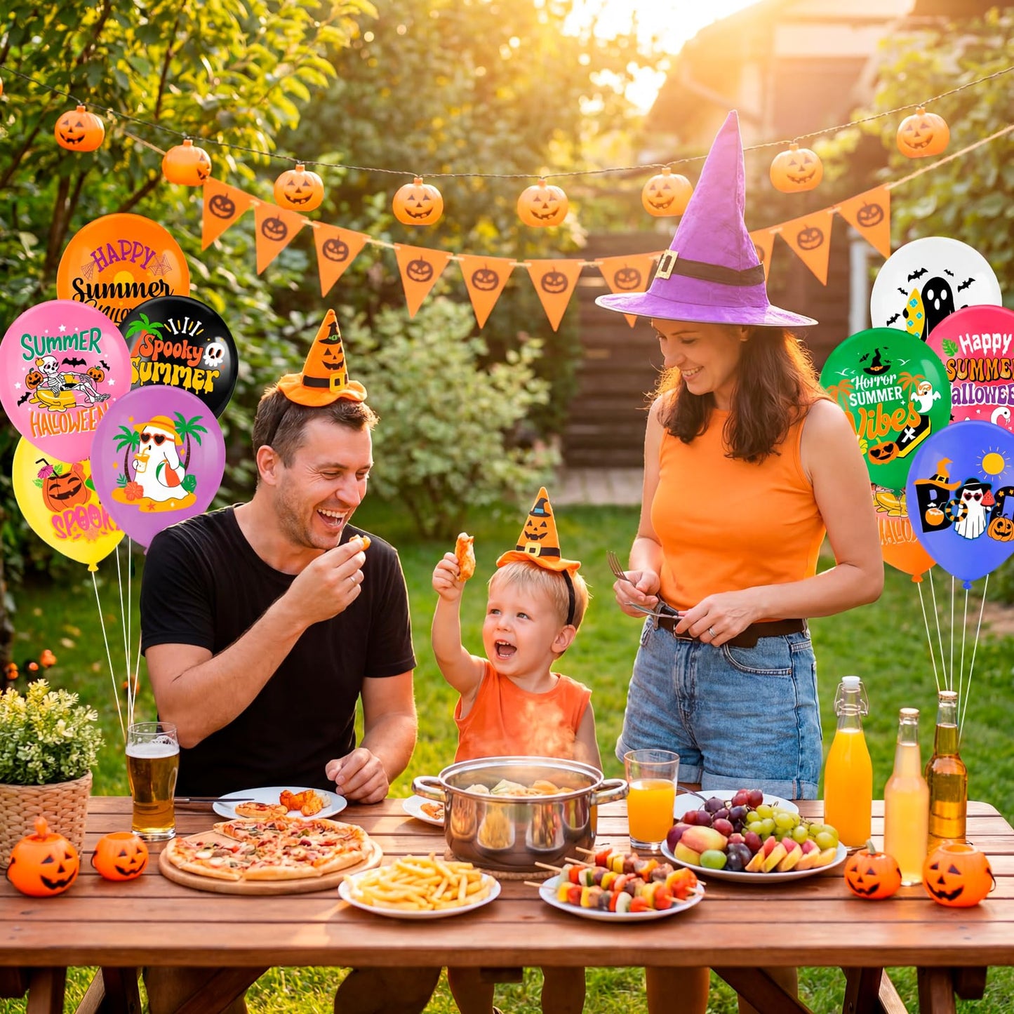 HOWAF 36pcs Summer Halloween Balloons, Spooky Summer Latex Balloons, Summer Halloween Decorations Balloon, Hawaii Halloween Balloon, Hawaii Themed Hallows' Eve Ghost Party Supplies