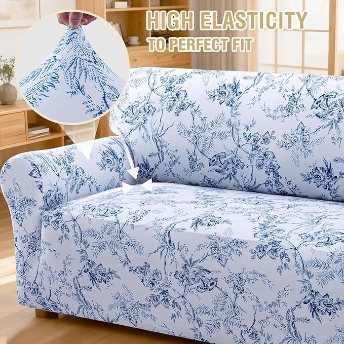 H.VERSAILTEX Floral Pattern Loveseat Cover Printed 2 Cushion Sofa Cover High