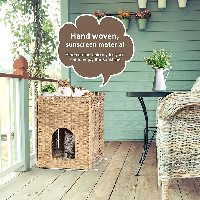 Cat Litter Box Enclosure with Soft Litter Mat; Hidden Cat Washroom Furniture