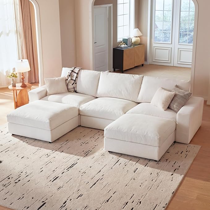Cloud Couch Sectional 113.8'' Oversized Modular Deep Seat Sofa U Shaped Comfy