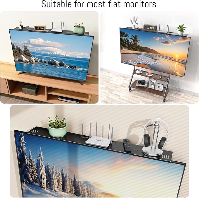 CABTE Adjustable Steel TV Top Shelf, Floating TV Stand, Universal Monitor Shelf