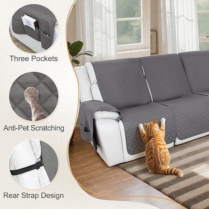 HDCAXKJ 100% Waterproof Reclining Sectional Couch Covers L Shape Recliner Sofa