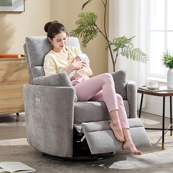 Power Recliner, Nursery Swivel Glider Rocking Chair