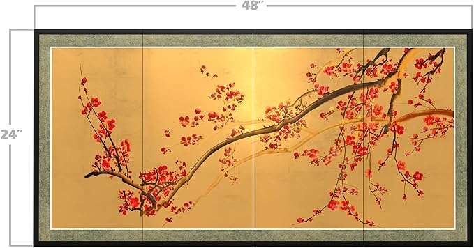 Oriental Furniture Plum Tree on Gold Leaf