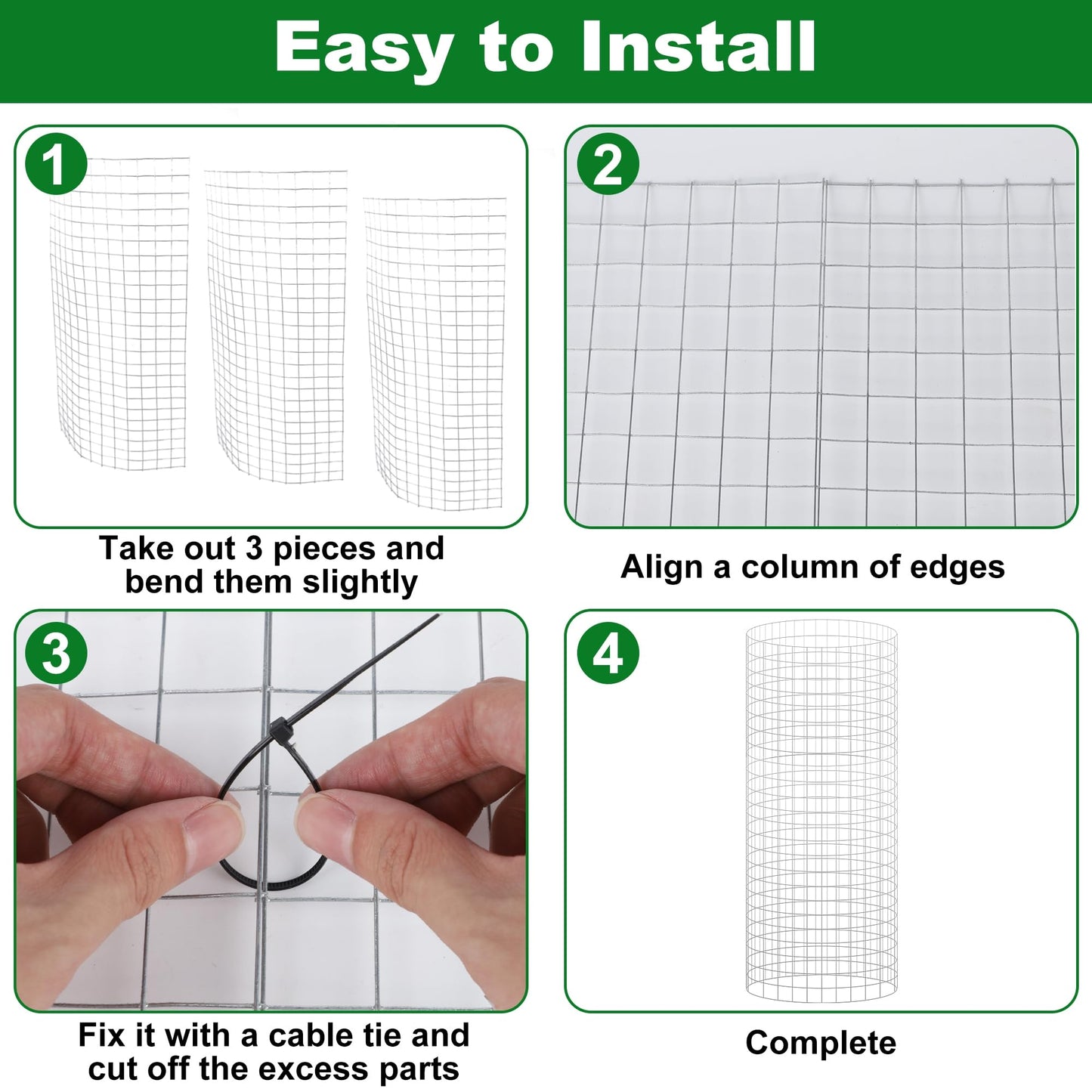 winemana 12 Set Garden Plant Protector Cage,36 Pcs 24x12 IN Metal Wire Protectors for Plants, Protection Cages with Stakes Nylon Ties Animals Barrier to Keep Rabbit Chicken Away from Flower Vegetables