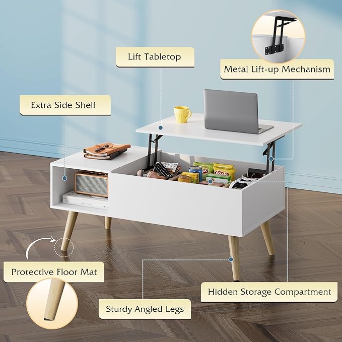WLIVE Coffee Table for Living Room, Lift Top Coffee Table