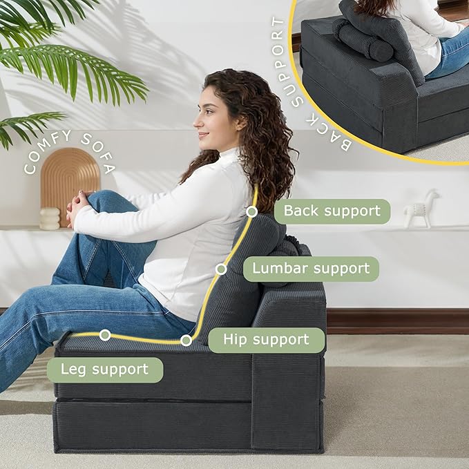 Folding Sofa Bed, 4 in 1 Convertible Sleeper Chair