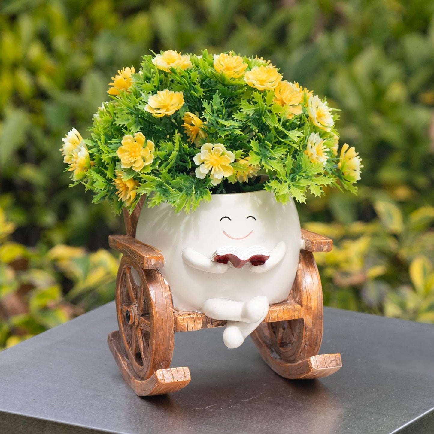 MUZZIOU Smiley Face Planter Pots, Cute Rocking Chair Pot for Plants, Funny Flower Pot for Succulents with Drainage Hole Indoor & Outdoor, Gift Ideal for Lover Mother Grandma Friends(Rocking Chair Pot)