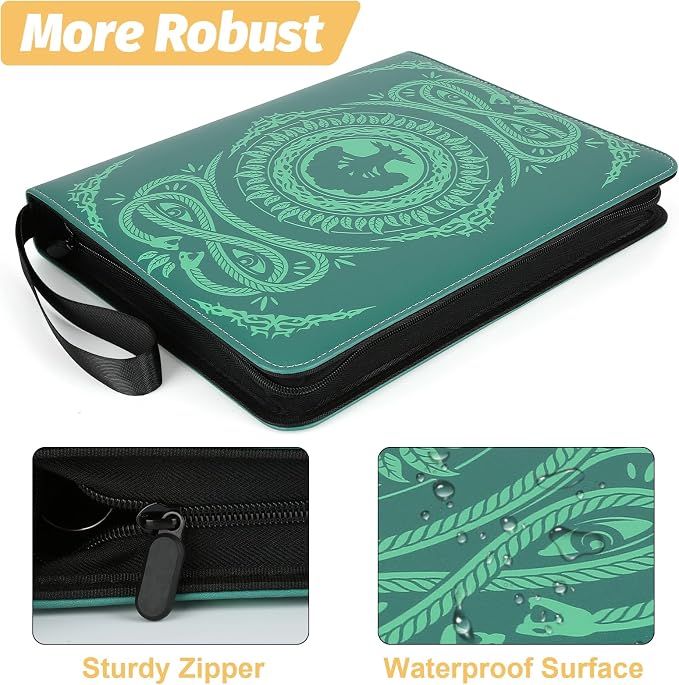 9-Pocket Card Binder for MTG,720 Double Sided Pocket PU Trading Collection Binder,Premium Collector Card Album for MTG,TCG,Yugioh,Game Cards(Green)