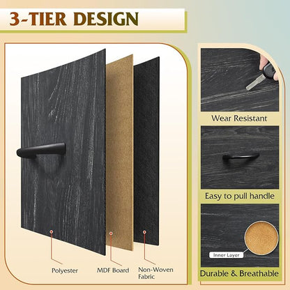 WLIVE 8 Drawer Dresser for Bedroom, Fabric Black Dresser with Large Storage Drawer Unit for Entryway, Chest of Drawers for Living Room