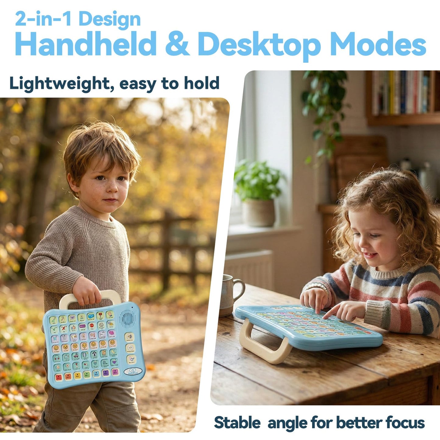 HuLiPaLi AAC Device for Autism Speech Therapy & Nonverbal Kids - 2-in-1 Portable Desktop Communication Tool with Boy/Girl Voices, 42 Preset Buttons, 7 Recordable Buttons & Adjustable Volume