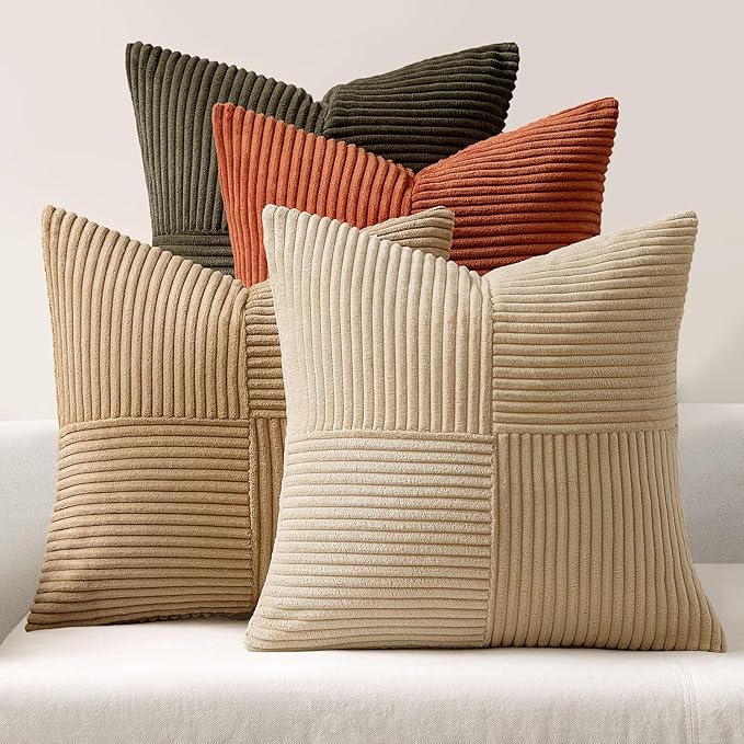 MIULEE Rust-Olive Green Decorative Throw Pillow Covers 18x18 Inch Set of 4 Boho