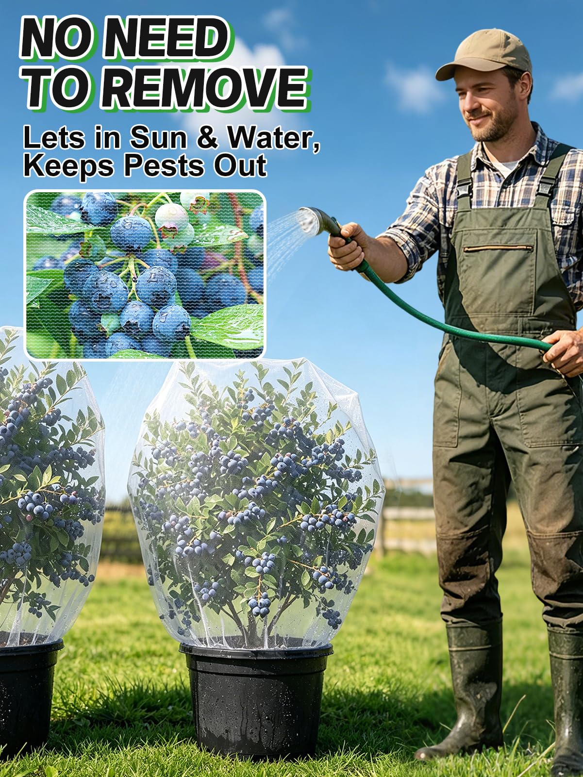 6pcs 2.6ft x 3.3ft Insect Bird Netting for Garden - Ultra-Fine Blueberry Bush Netting Cover with Drawstring for Garden Protection Flower Tomato, Plant Protectors from Animals