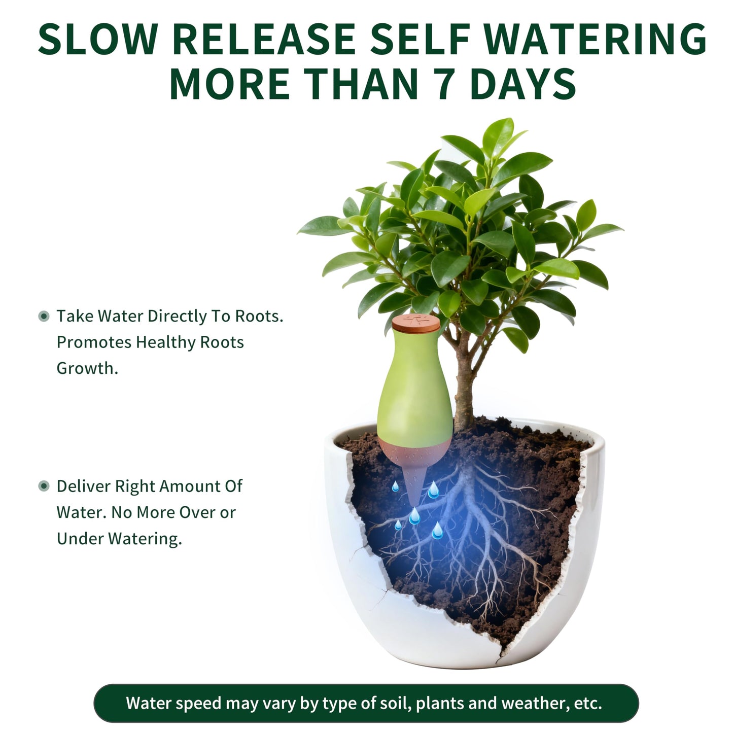 Soilagua 16 oz Drip Irrigation Stakes, Large Plant Watering Globes, Olla Pots Plant Watering Devices, Self Watering Planter Insert, Watering Spikes for Outdoor Indoor Everyday Vacation Use, 4-Pack