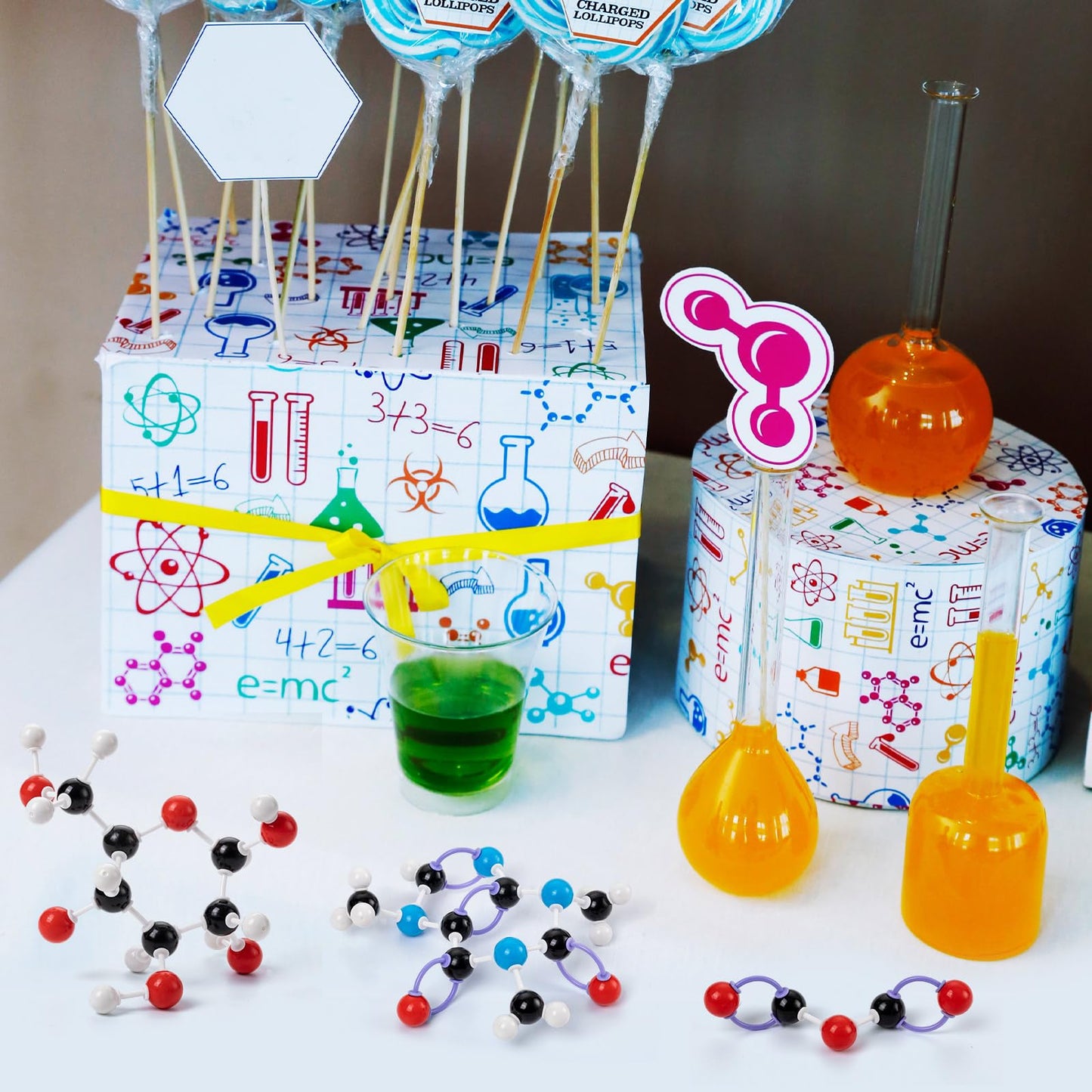 HFKPJRT Molecular Model Kit, 208 Pcs Molecular Model Kit Organic Chemistry, Atom Element Model Kits for Lessons in Chemistry, Gift for Teachers and Students to Raising Space Imagination 4 Set