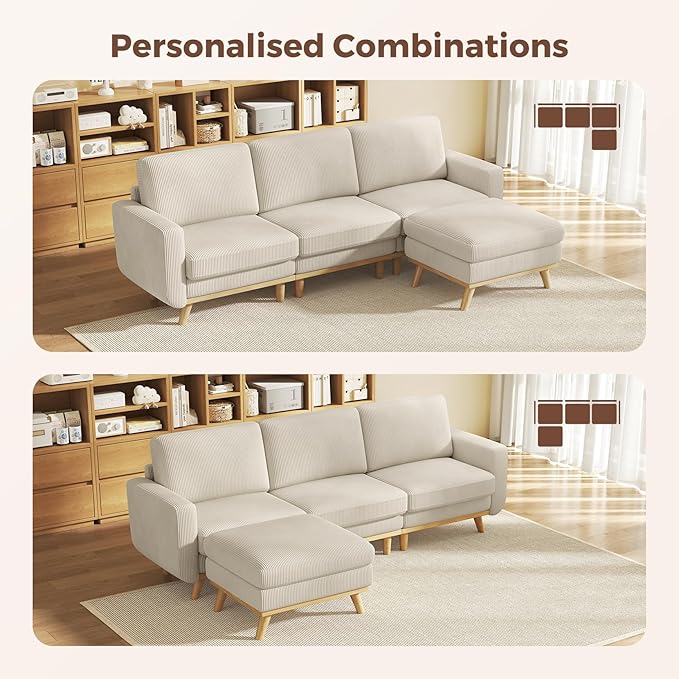 Vesgantti 97" Modular Sectional Sofa Light Gray, L-Shaped Couch