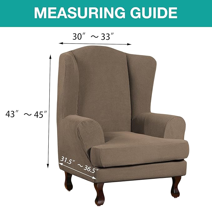 Turquoize Wingback Chair Covers 2 Piece Wing Chair Slipcover Stretch Slipcovers