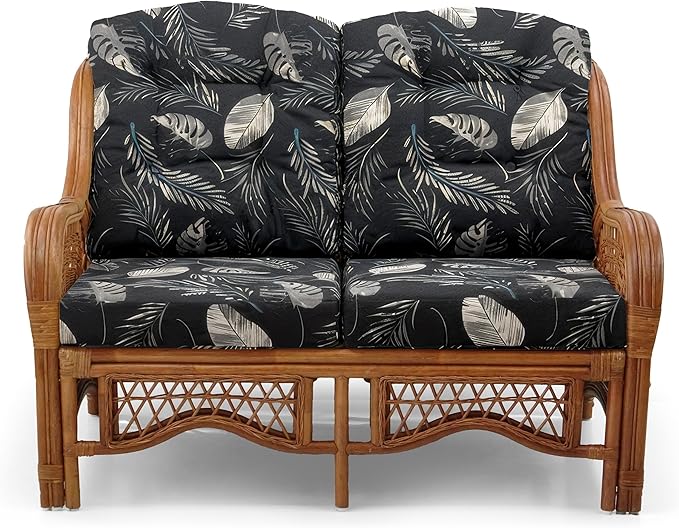 Malibu Lounge Loveseat Sofa Natural Rattan Wicker Handmade Design, Colonial