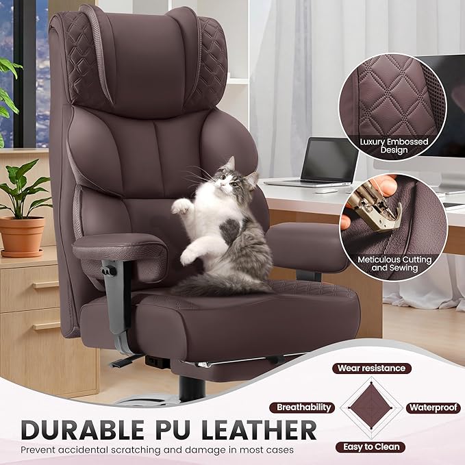 BestGlory Office Desk Chair, Big and Tall Leather Gaming Chair