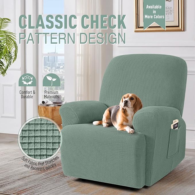 TAOCOCO Recliner Cover 4-Pieces, Recliner Stretch Sofa Slipcover, Recliner