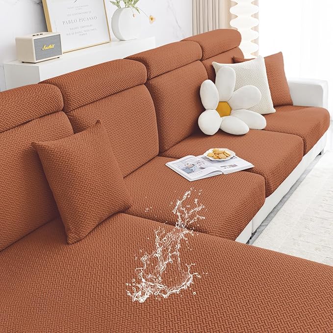 Smiry Waterproof Couch Cushion Covers, Stretch Jacquard Thick Sofa Cushion