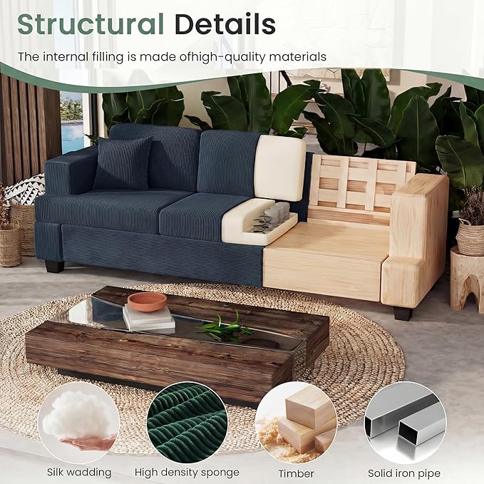 YOUDENOVA Sofa, 63” Comfy Loveseat Sofa