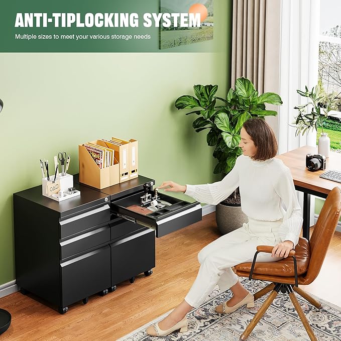 Letaya 3 Drawer Mobile File Cabinet