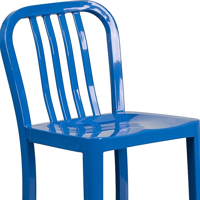 Flash Furniture Commercial Grade 24" High Blue Metal Indoor-Outdoor Counter
