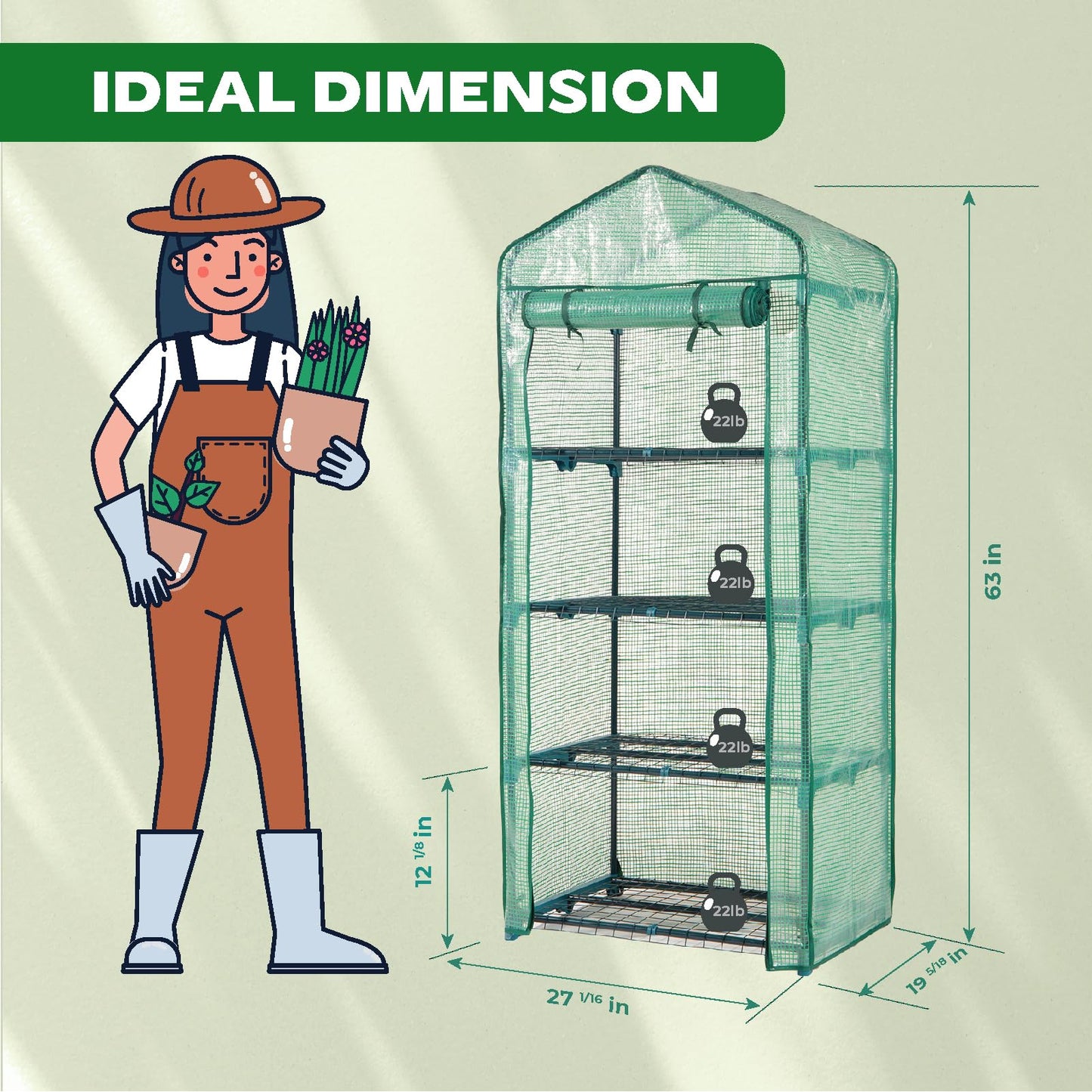 Idzo Mini Greenhouse for Indoor Outdoor, Small Plastic Plant Green House 4-Tier Rack Stand Portable Greenhouses with Durable PE Cover for Seedling
