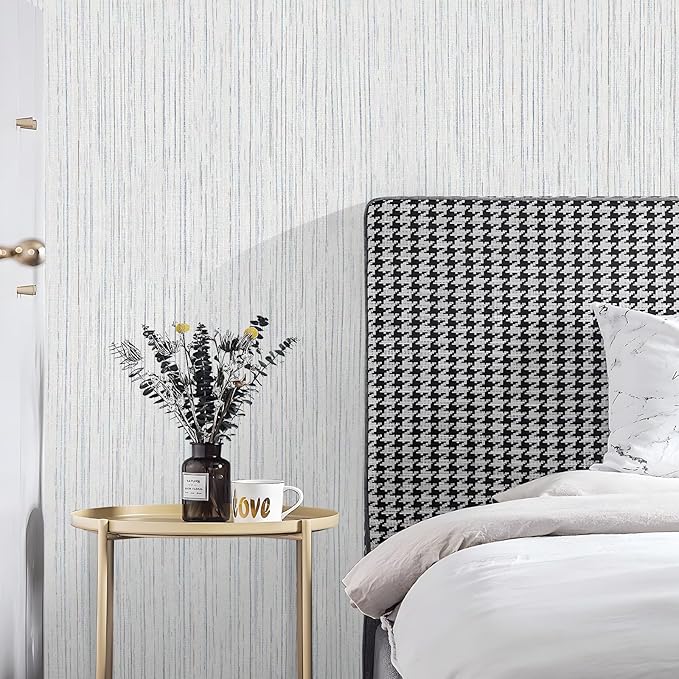 Beige Grey Grasscloth Peel and Stick Wallpaper 15.74" X 118.11" Boho Textured