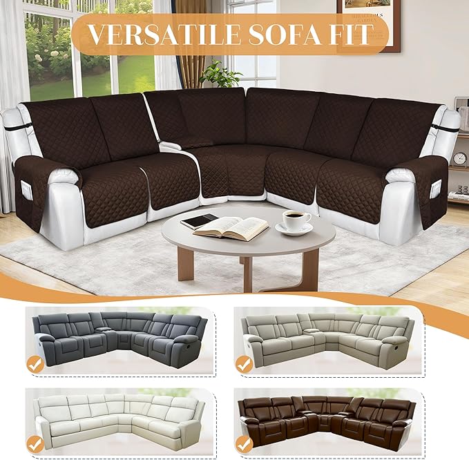 HDCAXKJ 100% Waterproof Reclining Sectional Couch Covers L Shape Recliner Sofa