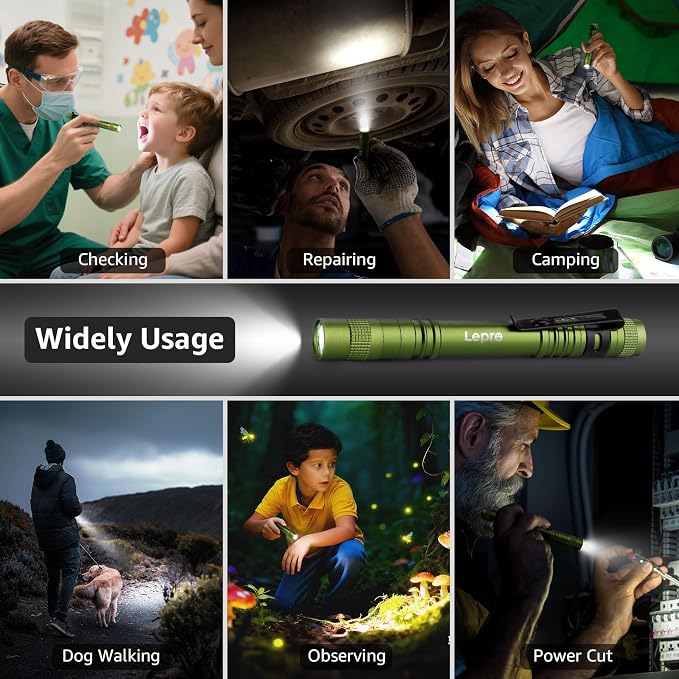 Lepro LED Pen Flashlights, Lightweight, Mini, Waterproof Pocket Flashlight with Clip, 2 Pack Small Flashlights for Inspection, Work, Emergency
