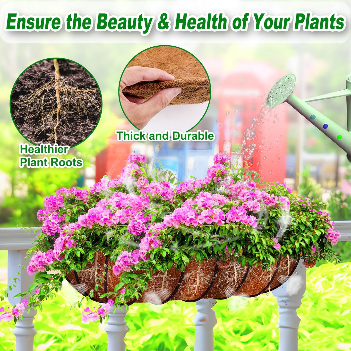 REMIAWY Coco Liners for Planters 24 Inch, 2 Packs Natural Coconut Fiber Coir Flower Basket Window Box Liners, Trough Planter Insert for Outdoor Plant Large Pots Garden Fence Decoration