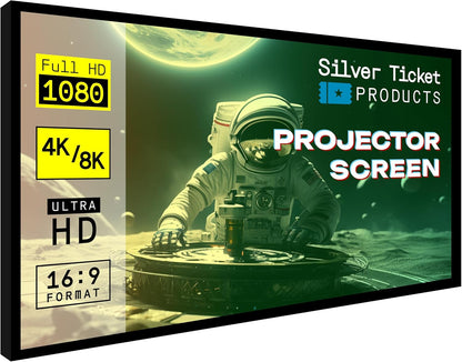 Silver Ticket Products STR Series 6 Piece Home Theater Fixed Frame 4K / 8K Ultra HD, HDTV, HDR & Active 3D Movie Projection Screen, 16:9 Format, 100" Diagonal, White Material STR-169100