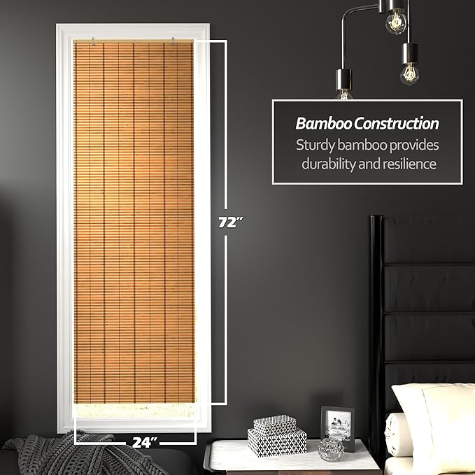 Red Lantern Burnt Bamboo Cordless Window Shade