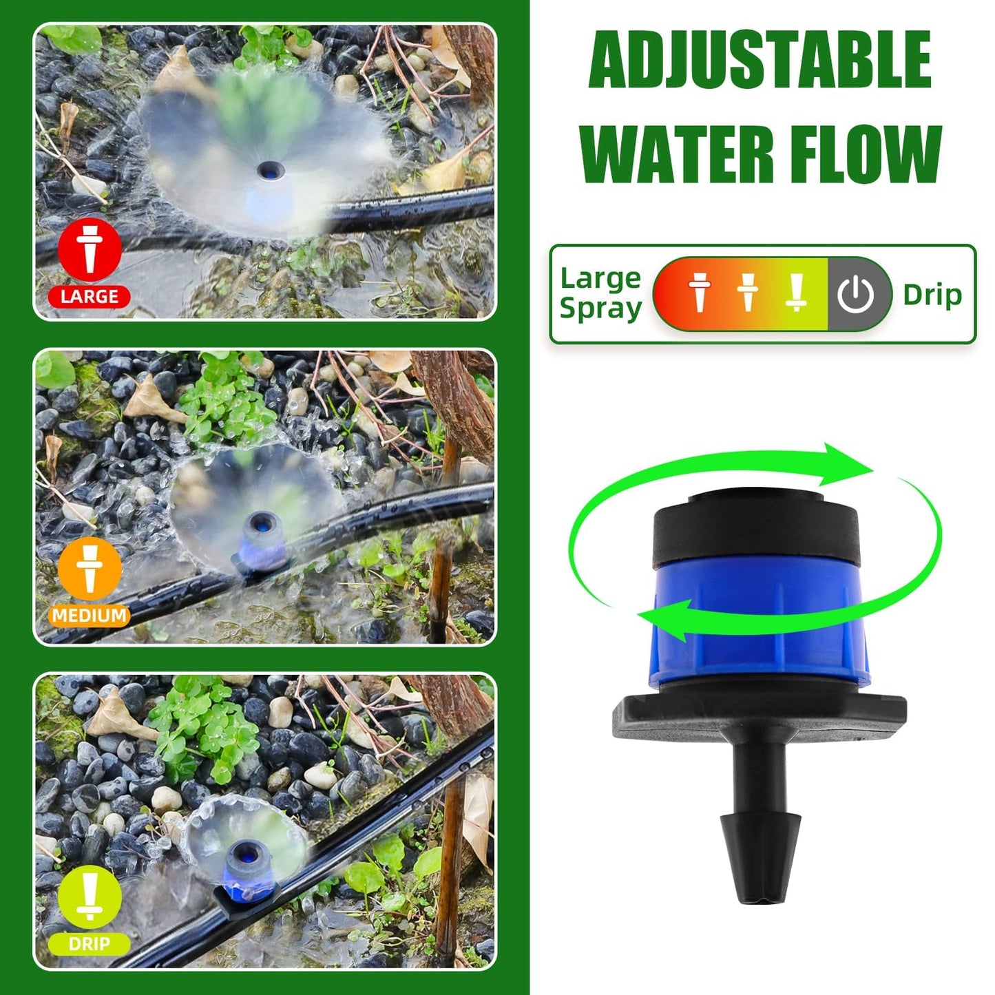 200P 1/4 Inch Adjustable Irrigation Drippers Sprinklers Kalolary Drip Irrigation Emitters for 4/7mm Tube, Adjustable 360 Degree Water Flow Sprayer Sprinklers Drip System Parts for Lawn Yard (Blue)