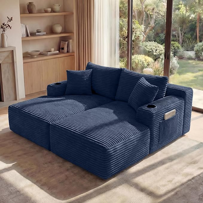 125 Inch Modular Sectional Sofa, Cloud Couch Oversized U Shaped Corduroy Sofa