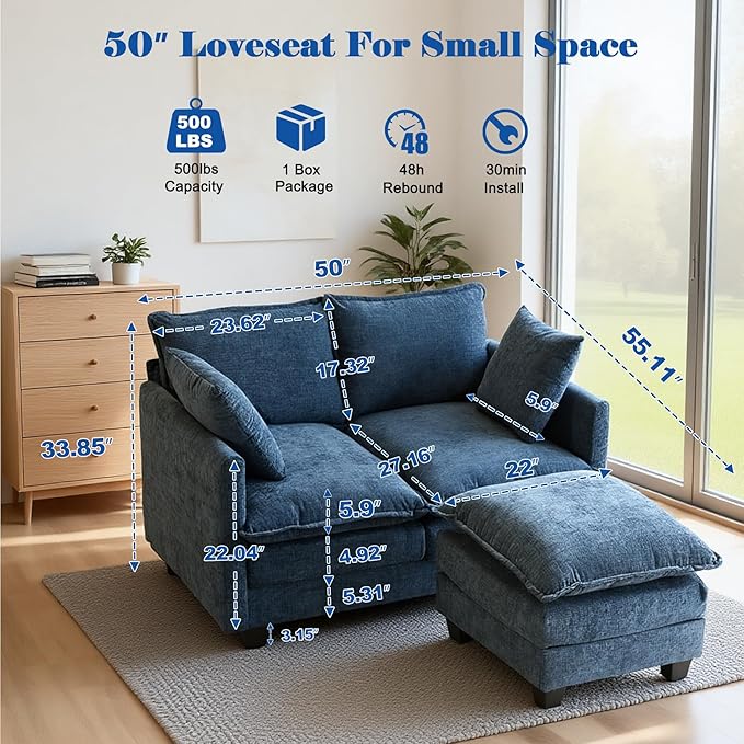 Loveseat Sofa with Ottoman