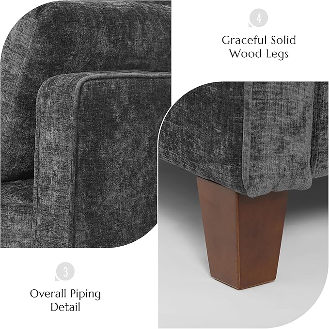 Luxury Oversized Accent Chair Set of 2, 40.9" Upholstered Piping Single