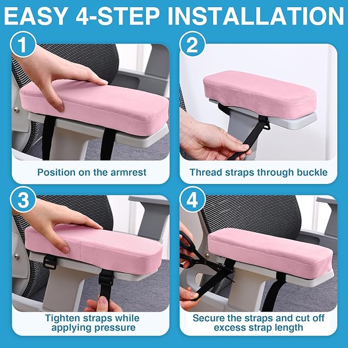 Smiry Ergonomic Office Chair Armrest Pads, Memory Foam Arm Rest Covers