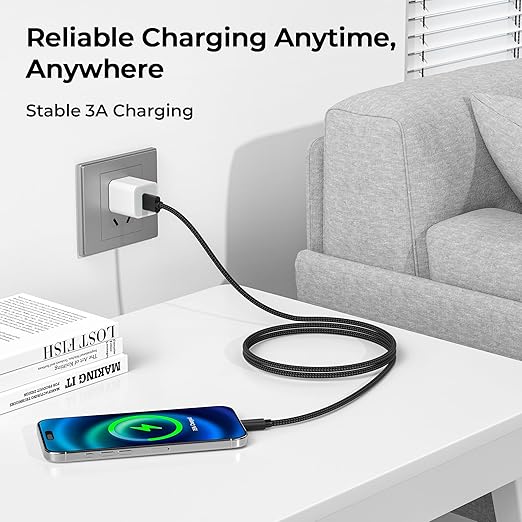 Basesailor USB Type C Charger Cable 10FT 2Pack,Nylon Charging Cord for iPhone 17 16 16e Pro Max,Samsung Galaxy Z Flip Fold,S10 S10E 10E S24 FE S25 Plus Ultra,A55 A54 A53,Google Pixel 8 7 6 5 4 XL
